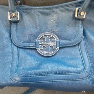 Tory Burch Royal Blue Leather Tote Bag